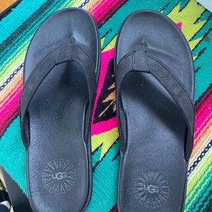 men’s size 11 ugg black leather flip flops/sandals